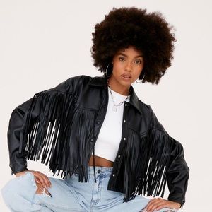 Nasty Gal Western Faux Leather Fridge Jacket